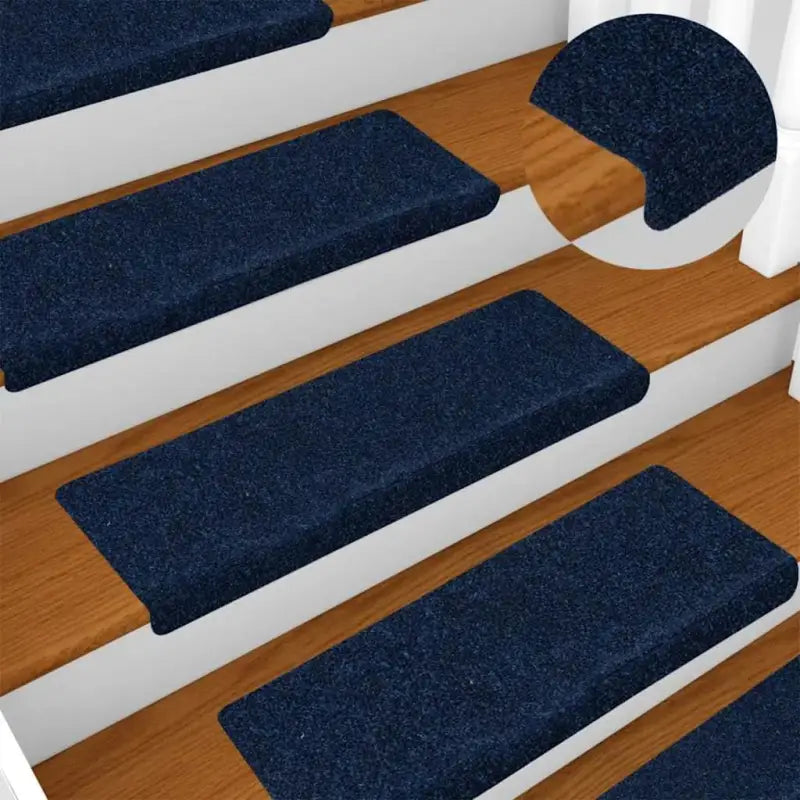 Trapmatten met genaaldvilte stof voor stijl en veiligheid in huis levering bevat - Donkerblauw / 15 - Trapmatten