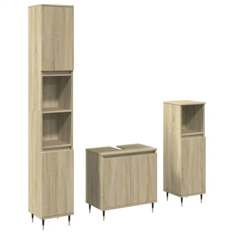 Trendy badkamermeubelset met bewerkt hout en ijzeren poten - Badkamermeubelsets