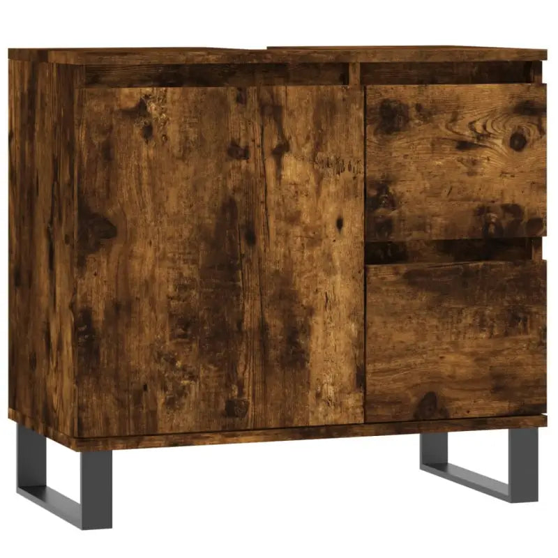 Trendy badkamermeubelset met ijzeren poten en bewerkt hout - Badkamermeubelsets