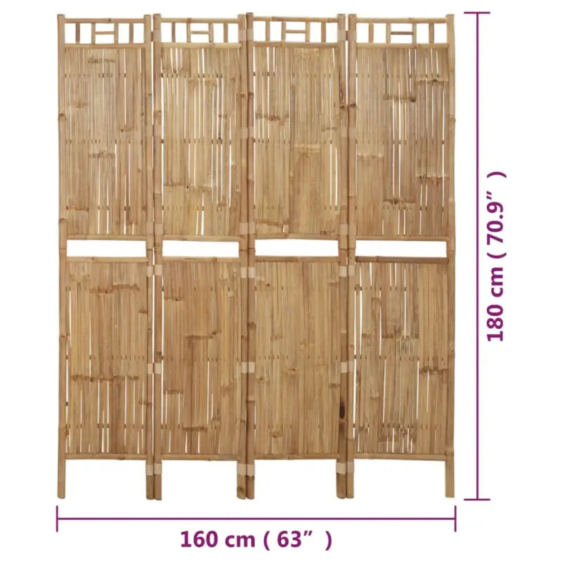 Trendy bamboe kamerscherm met vier panelen voor decoratie of scheiding - Kamerschermen
