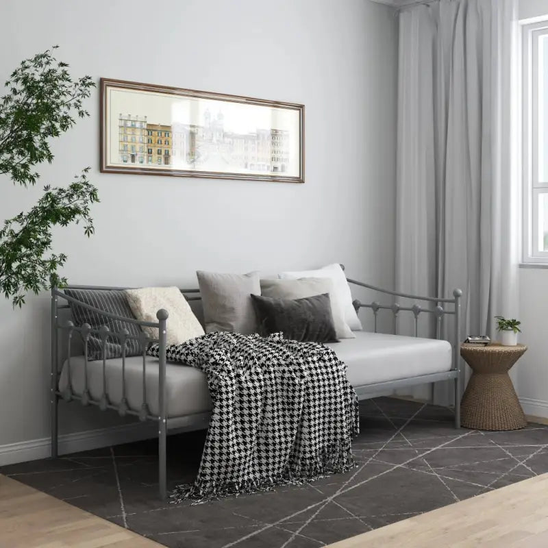 Trendy bedbank voor slapen en comfortabel zitten overdag - Grijs - Bedden & bedframes