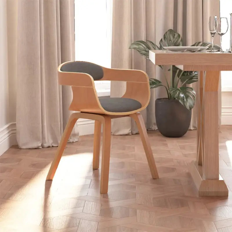 Trendy eetkamerstoelen met gebogen hout en ergonomisch ontwerp - Lichtgrijs / 1 - Eetkamerstoelen