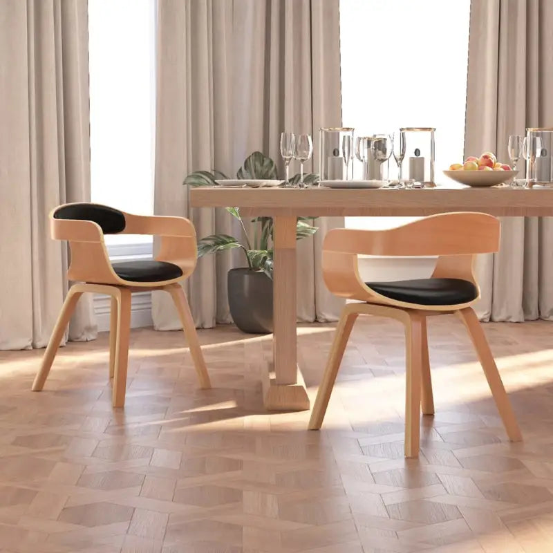 Trendy eetkamerstoelen met gebogen hout en kunstleer voor comfort - Eetkamerstoelen