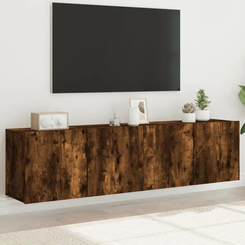 Trendy en duurzame tv-meubel van bewerkt hout - Gerookt eiken / 2 / 80 cm - Tv-meubels