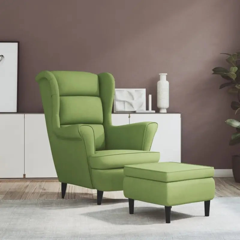 Trendy Fluweel Fauteuil met Comfortabele Hoogte Armleuning - Lichtgroen / 1 / Met voetensteun - Fauteuils &