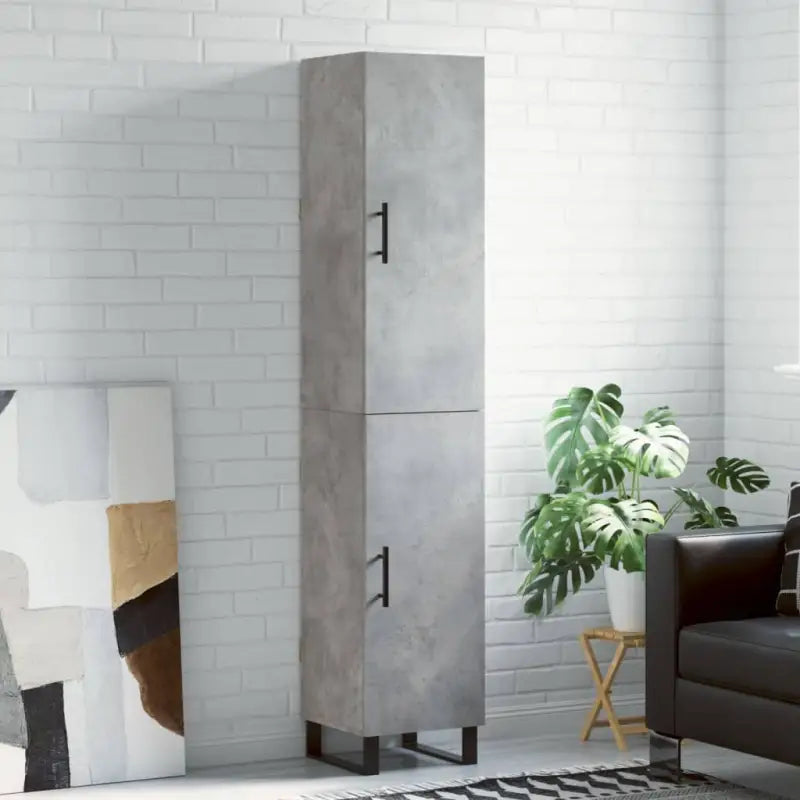 Trendy hoge kast in bewerkt hout met duurzame en stabiele kwaliteit - Betongrijs / 1 / 1 deur - Dressoirs & buffetkasten