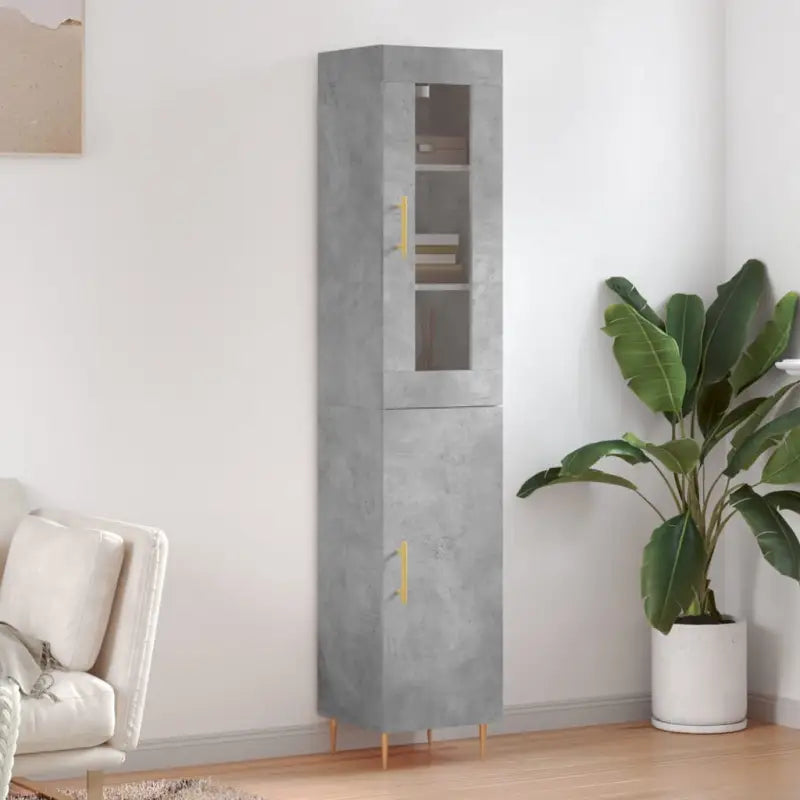 Trendy hoge kast van bewerkt hout met duurzame charme - Betongrijs / 1 / 1 deur - Dressoirs & buffetkasten