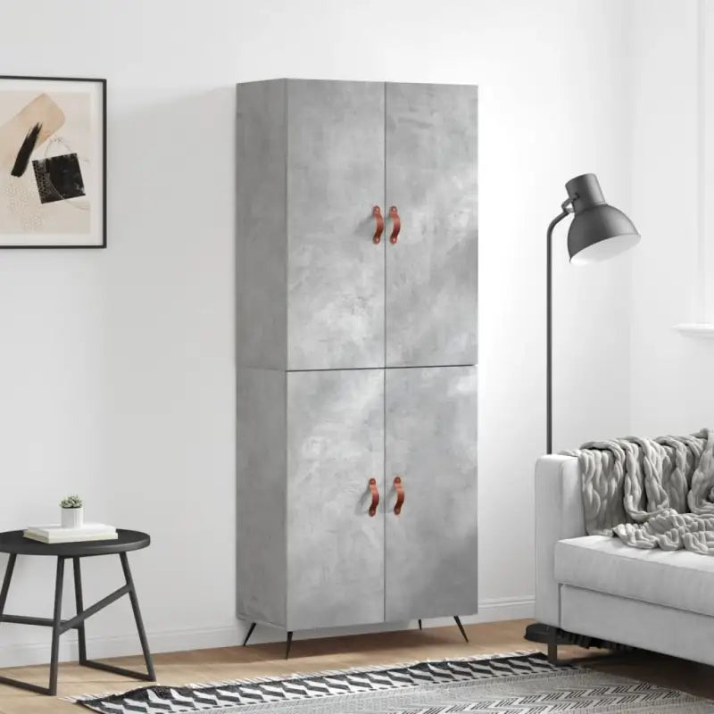 Trendy hoge kast van bewerkt hout met duurzame charme - Betongrijs / 1 / 2 deuren - Dressoirs & buffetkasten