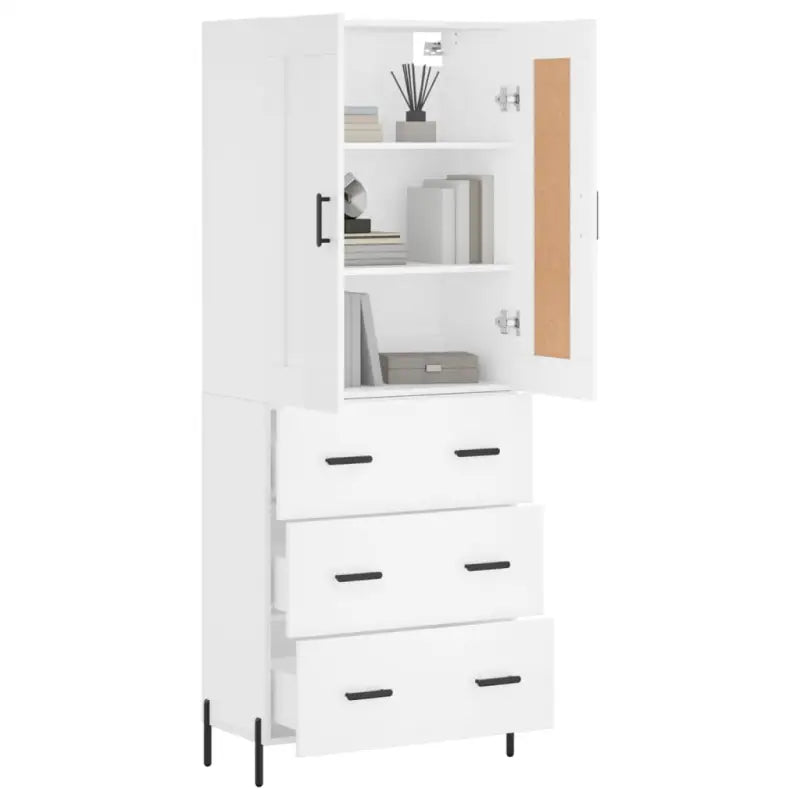 Trendy hoge kast van bewerkt hout met duurzame charme - Dressoirs & buffetkasten
