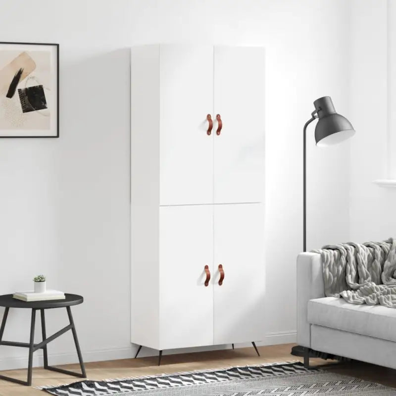 Trendy hoge kast van bewerkt hout met duurzame charme - Hoogglans wit / 1 / 2 deuren - Dressoirs & buffetkasten