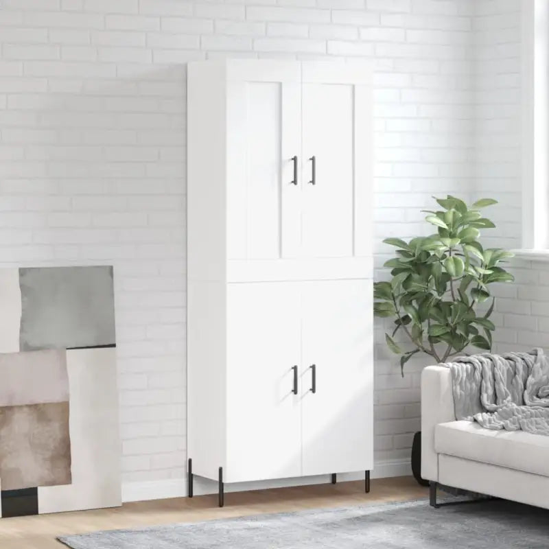 Trendy hoge kast van bewerkt hout met duurzame charme - Wit / 1 / 2 deuren - Dressoirs & buffetkasten