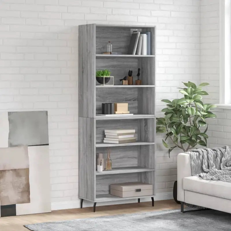 Trendy hoge kast van bewerkt hout met duurzame en stabiele constructie - Grijs sonoma / 1 / 3 schappen - Dressoirs &