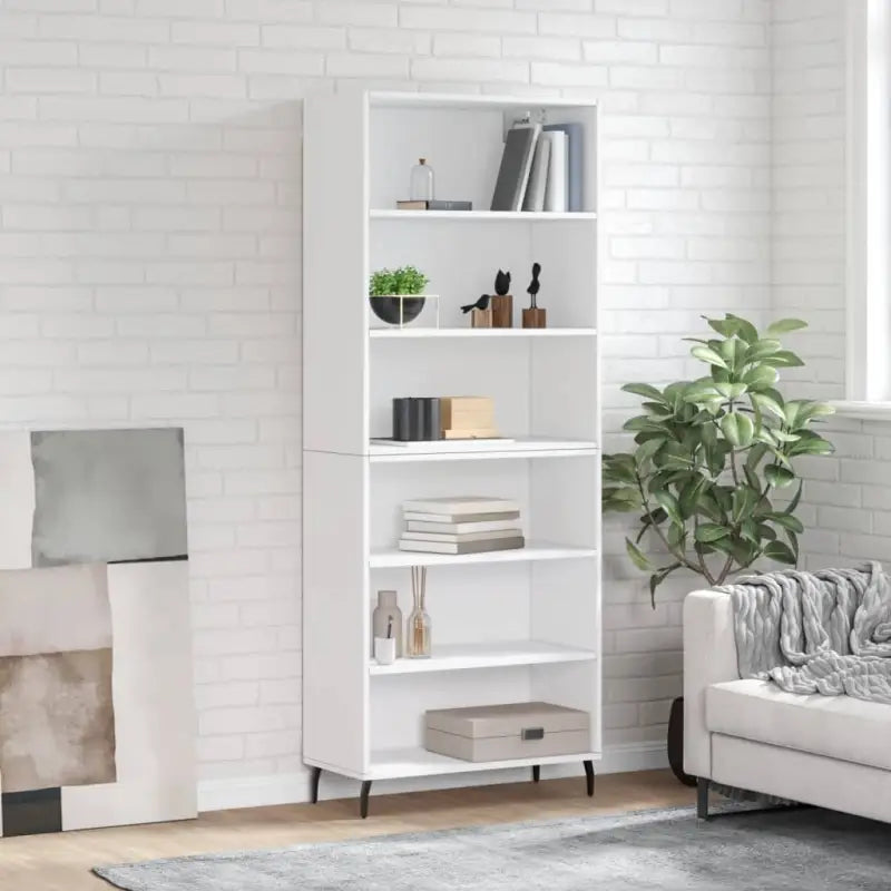 Trendy hoge kast van bewerkt hout met duurzame en stabiele constructie - Wit / 1 / 3 schappen - Dressoirs & buffetkasten
