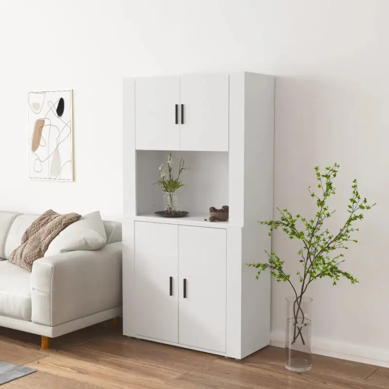 Trendy hoge kast van bewerkt hout met duurzame en stabiele kwaliteit - Wit / 1 - Dressoirs & buffetkasten