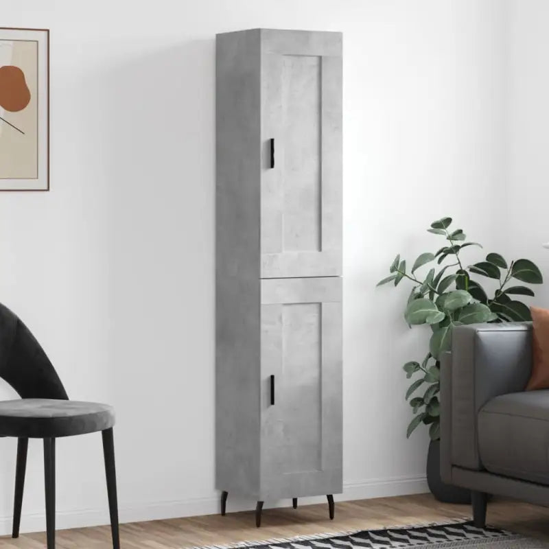 Trendy hoge kast van bewerkt hout met duurzame kwaliteit - Betongrijs / 1 / 1 houten deur - Dressoirs & buffetkasten