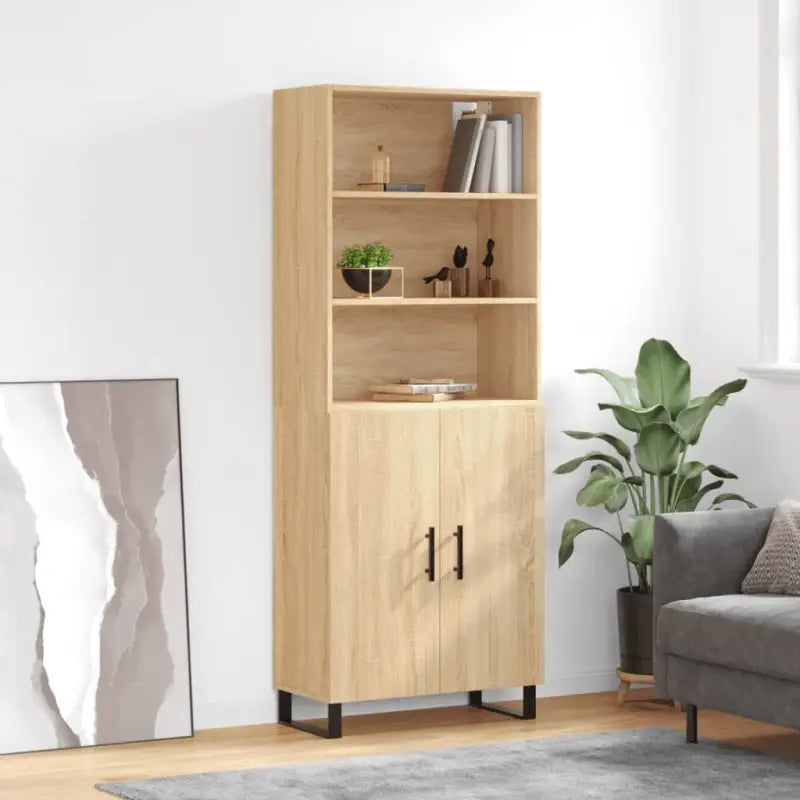 Trendy hoge kast van bewerkt hout met duurzame kwaliteit - Sonoma eiken / 1 / 2 deuren - Dressoirs & buffetkasten
