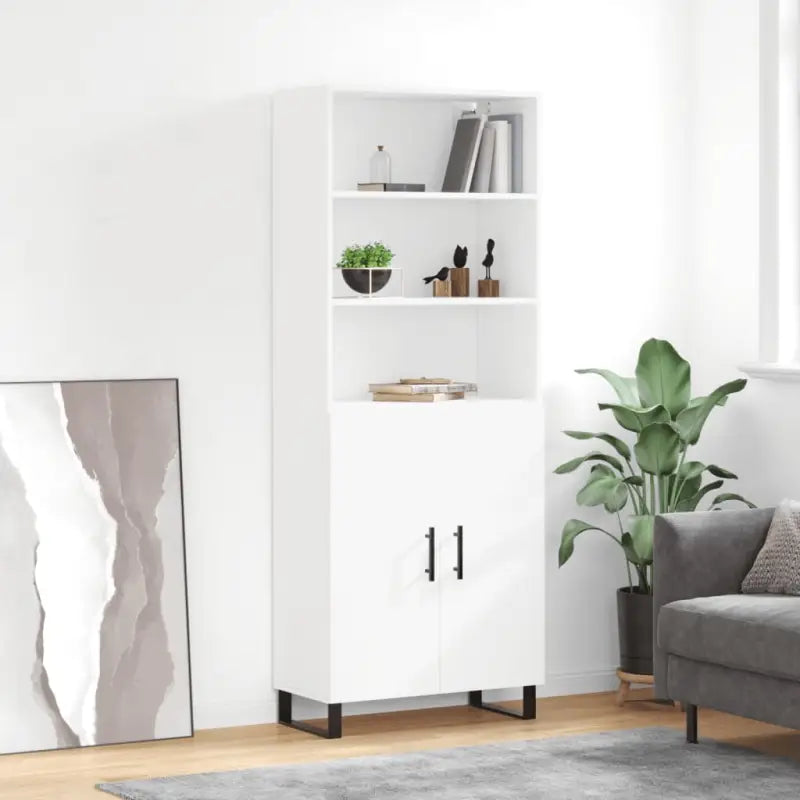Trendy hoge kast van bewerkt hout met duurzame kwaliteit - Wit / 1 / 2 deuren - Dressoirs & buffetkasten