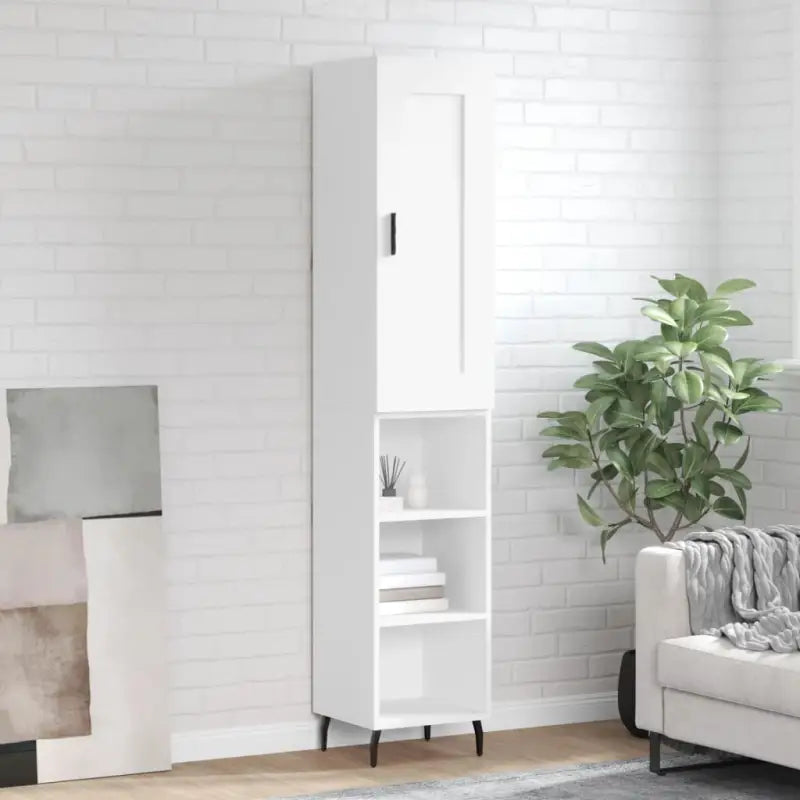 Trendy hoge kast van bewerkt hout met duurzame kwaliteit - Wit / 1 / 3 schappen - Dressoirs & buffetkasten