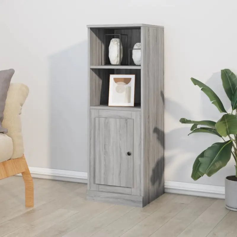 Trendy hoge kast van bewerkt hout voor je bestaande interieur - Grijs sonoma / 1 - Dressoirs & buffetkasten