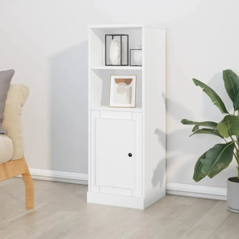 Trendy hoge kast van bewerkt hout voor je bestaande interieur - Wit / 1 - Dressoirs & buffetkasten