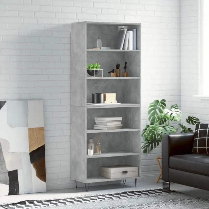 Trendy hoge kast van duurzaam bewerkt hout met charmante uitstraling - Betongrijs / 1 / 3 schappen - Dressoirs &