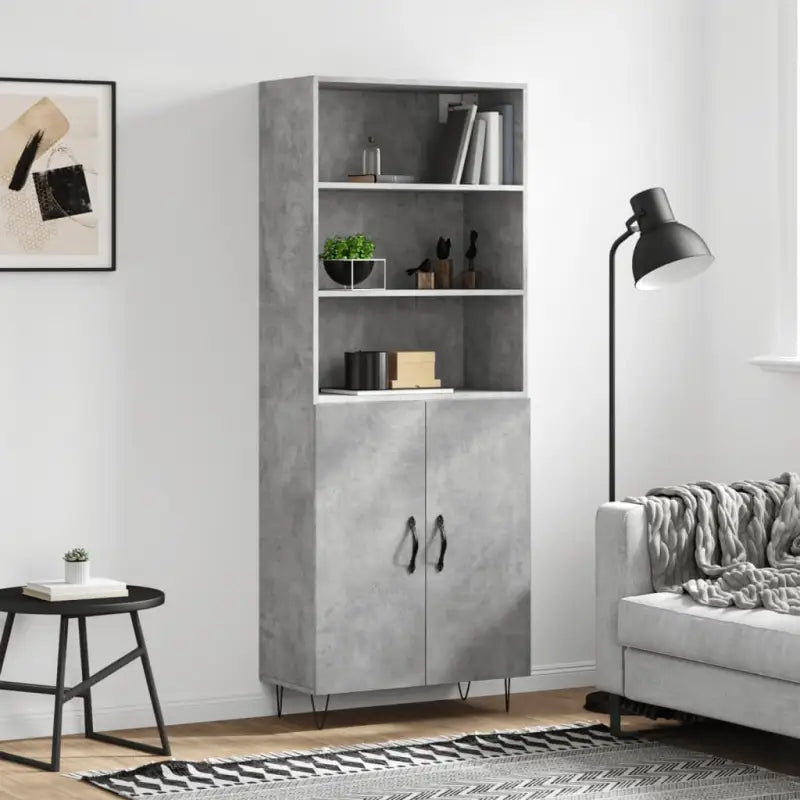 Trendy hoge kast van duurzaam bewerkt hout met charmante uitstraling - Betongrijs / 1 / 2 deuren - Dressoirs &
