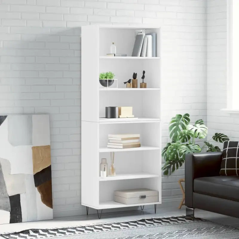 Trendy hoge kast van duurzaam bewerkt hout met charmante uitstraling - Wit / 1 / 3 schappen - Dressoirs & buffetkasten