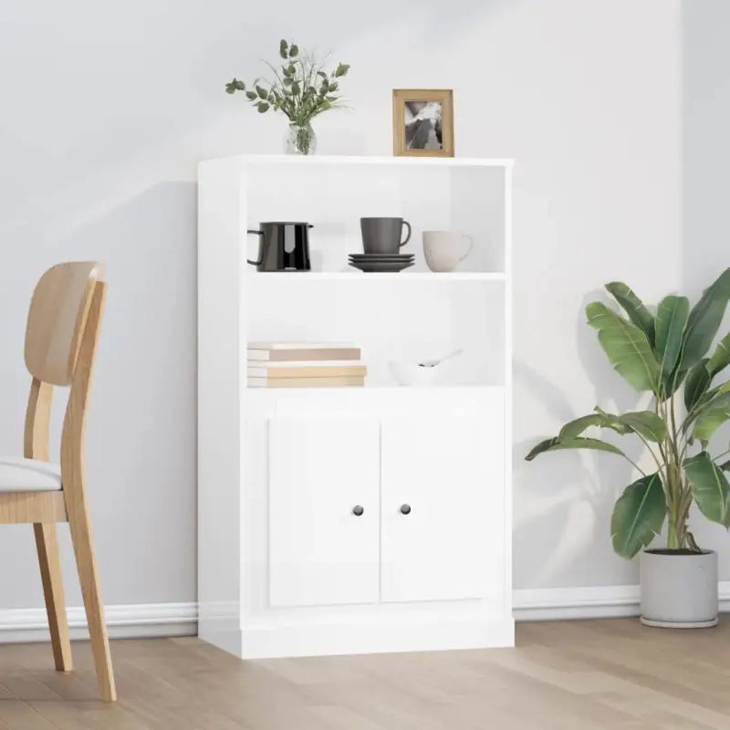 Trendy hoge kast van duurzaam bewerkt hout voor elke interieurstijl - Hoogglans wit / 1 - Dressoirs & buffetkasten