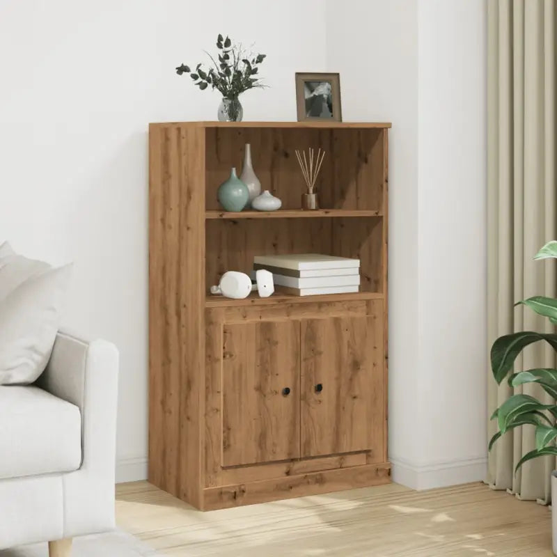 Trendy hoge kast van duurzaam bewerkt hout voor elke interieurstijl - Eiken / 1 - Dressoirs & buffetkasten