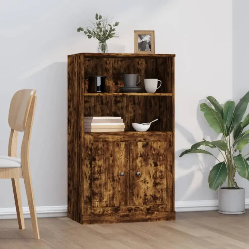 Trendy hoge kast van duurzaam bewerkt hout voor elke interieurstijl - Gerookt eiken / 1 - Dressoirs & buffetkasten