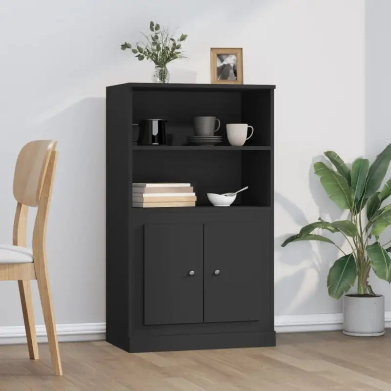 Trendy hoge kast van duurzaam bewerkt hout voor elke interieurstijl - Zwart / 1 - Dressoirs & buffetkasten