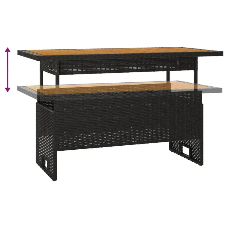 Trendy loungeset van massief acaciahout en poly rattan in zwart materiaal - Zwart - Tuinsets