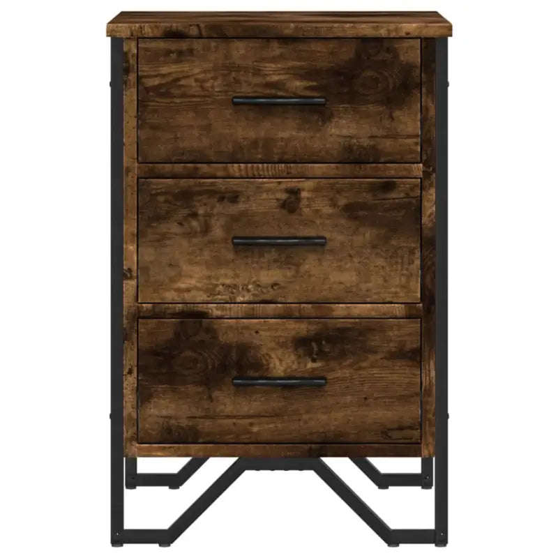 Trendy nachtkastje met metalen poten en bewerkt hout voor een strak interieur - Nachtkastjes