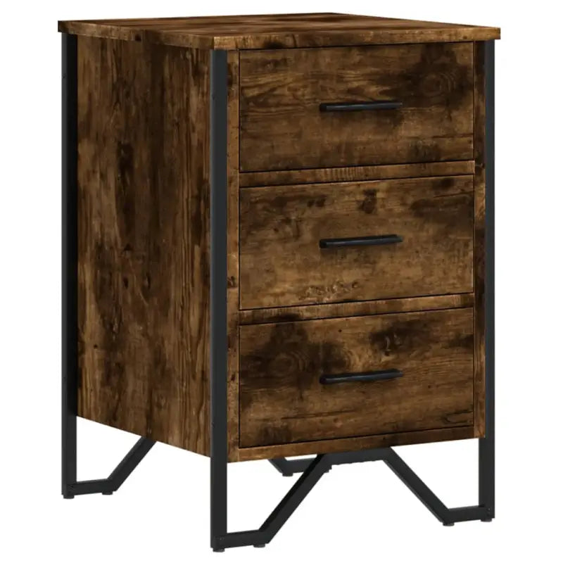 Trendy nachtkastje met metalen poten en bewerkt hout voor een strak interieur - Nachtkastjes