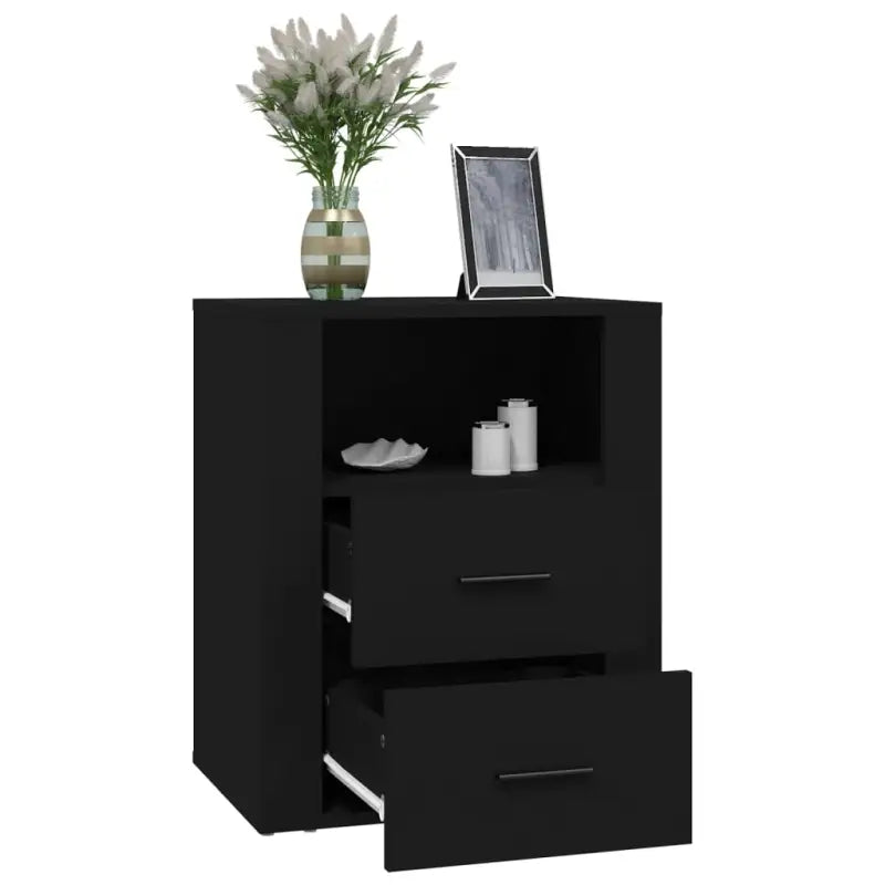 Trendy nachtkastje van bewerkt hout gemakkelijk schoon en stijlvol - Zwart / 1 - Nachtkastjes