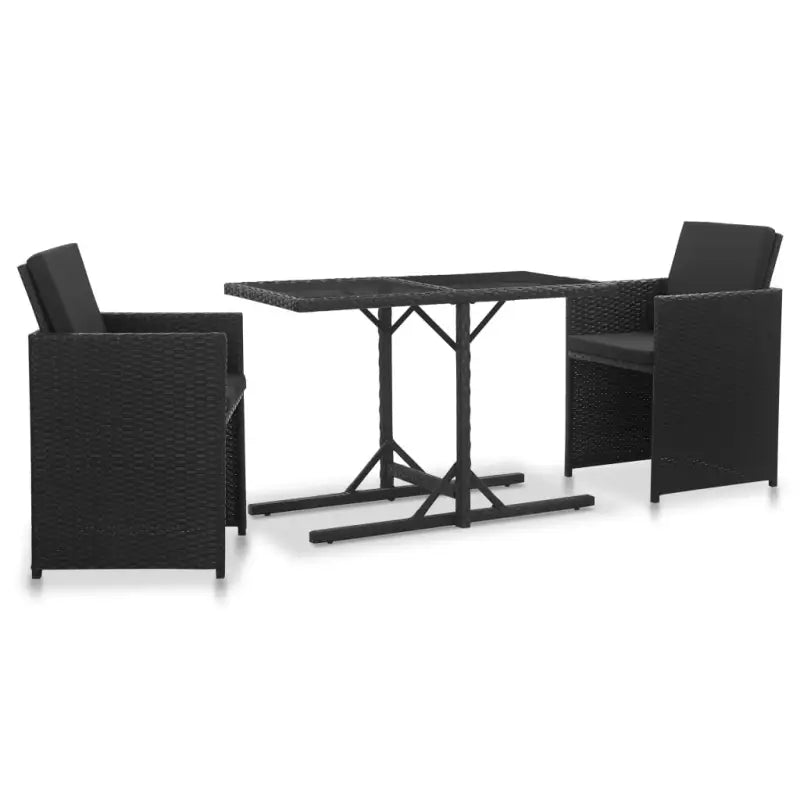 Trendy Rattan Tuinset met Stalen Frame en Makkelijk Schoon - Zwart - Tuinsets