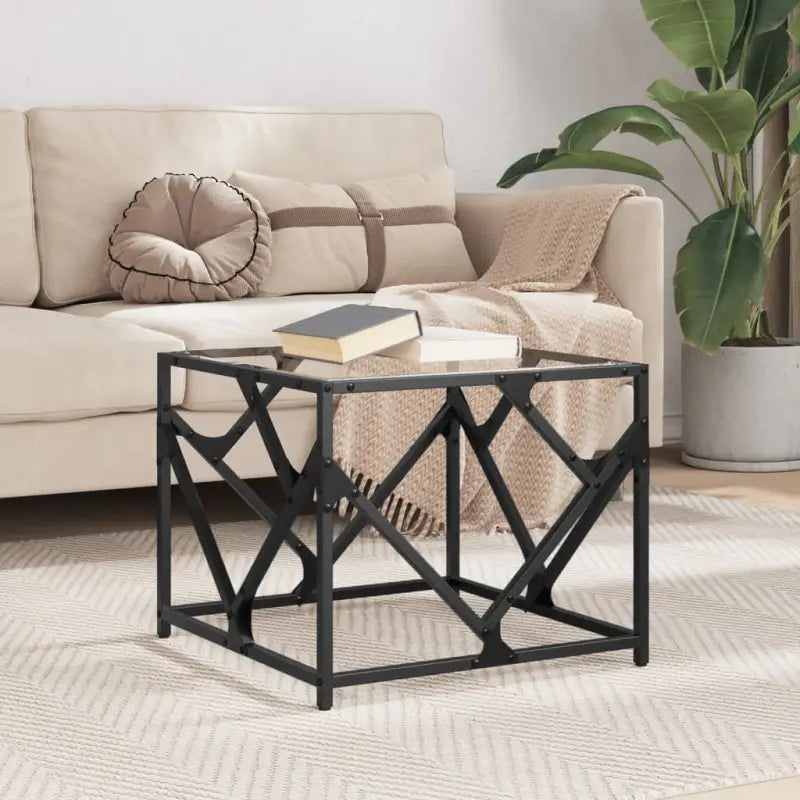 Trendy salontafel met glazen blad en elegante uitstraling - Transparant glas / 50 x 50 x 41 cm / 1 - Salontafels