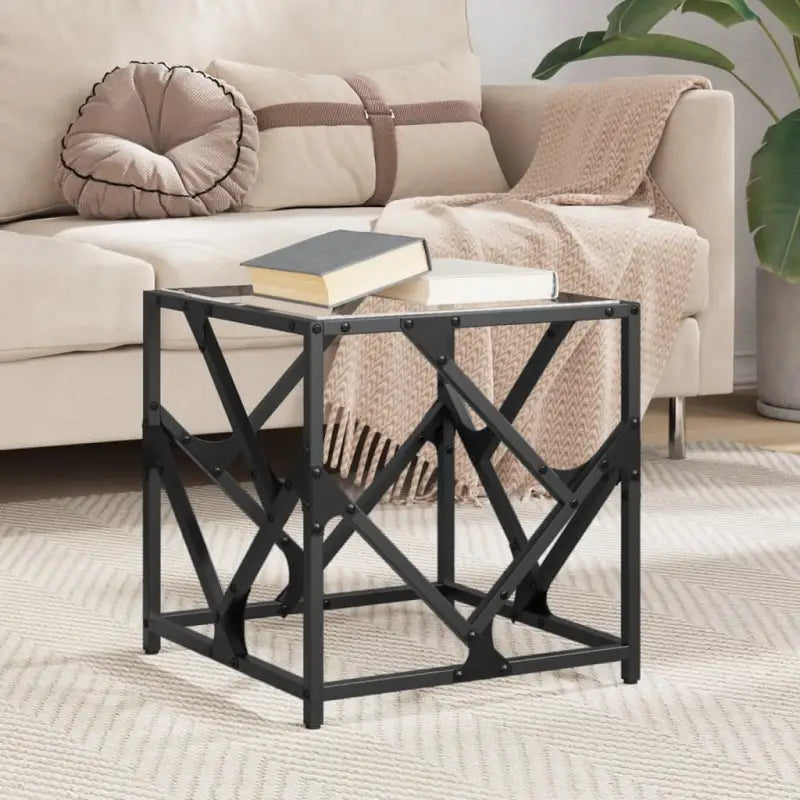 Trendy salontafel met glazen blad en elegante uitstraling - Transparant glas / 40 x 40 x 41 cm / 1 - Salontafels
