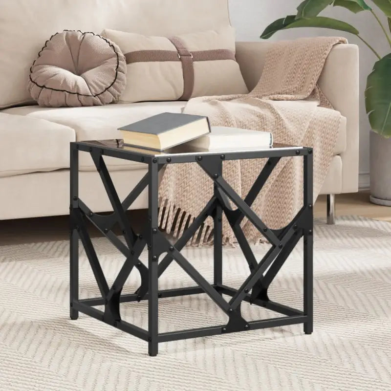 Trendy salontafel met glazen blad en elegante uitstraling - Zwart glas / 40 x 40 x 41 cm / 1 - Salontafels