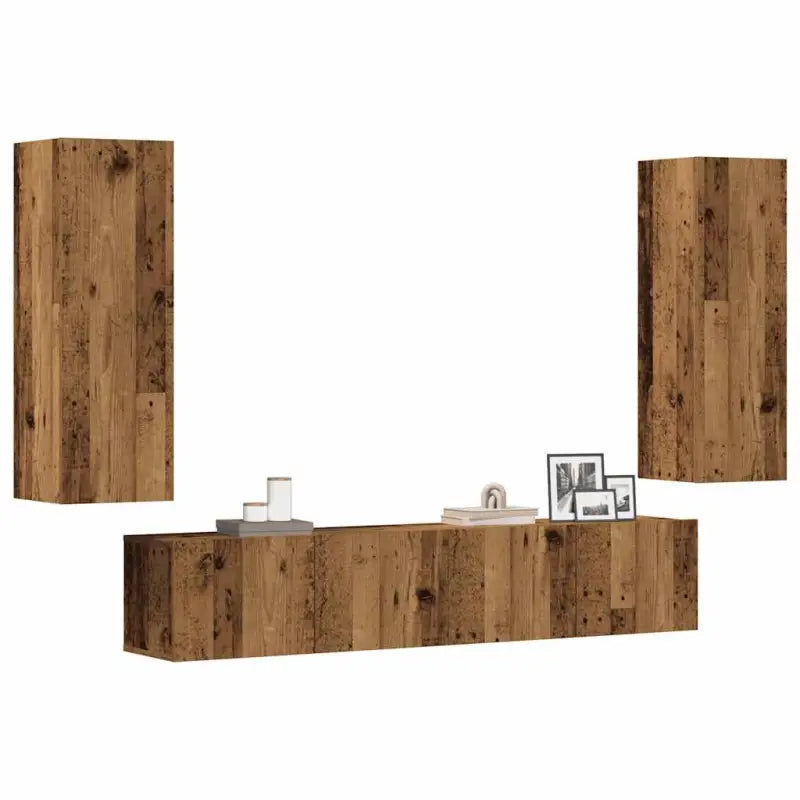 Trendy Televisiekast met muurbevestiging voor een tijdloze uitstraling - Oud hout / 1 / 160 cm - Tv-meubels