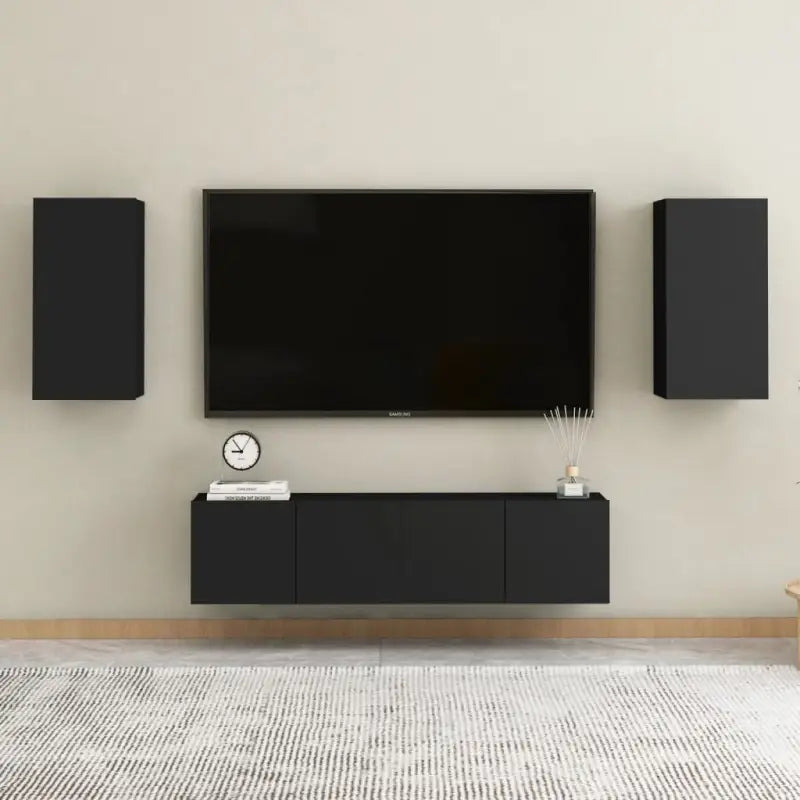 Trendy Televisiekast met muurbevestiging voor een tijdloze uitstraling - Zwart / 1 / 120 cm - Tv-meubels
