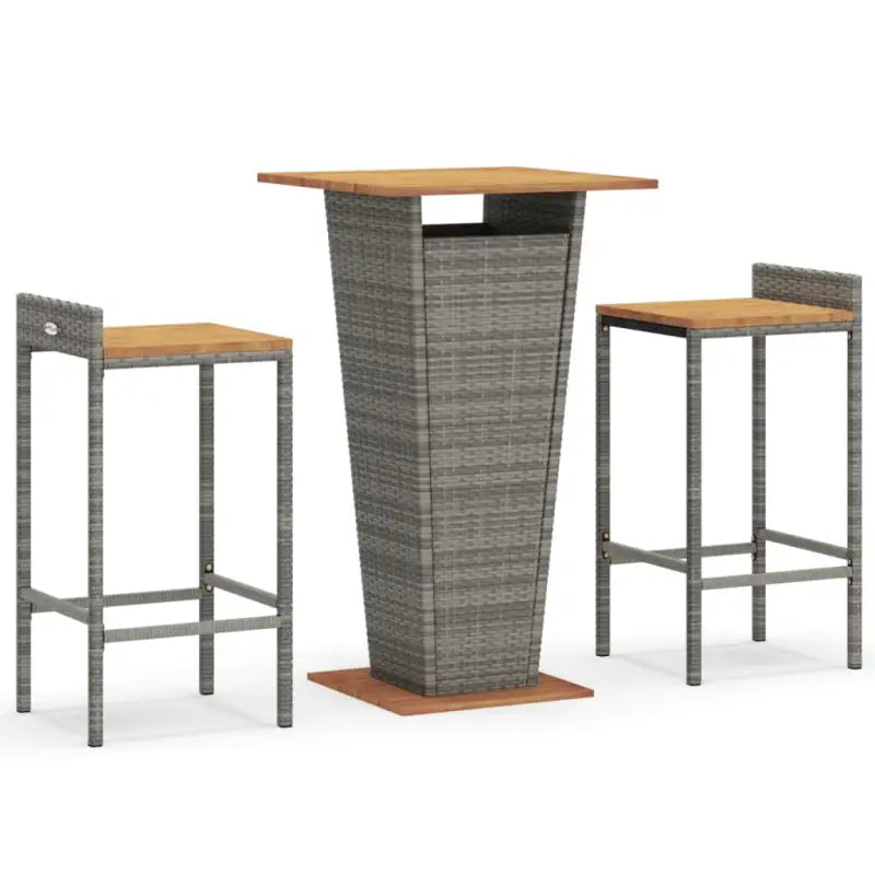 Trendy tuinbarset van massief acaciahout en poly rattan met aangename uitstraling - Grijs - Tuinsets
