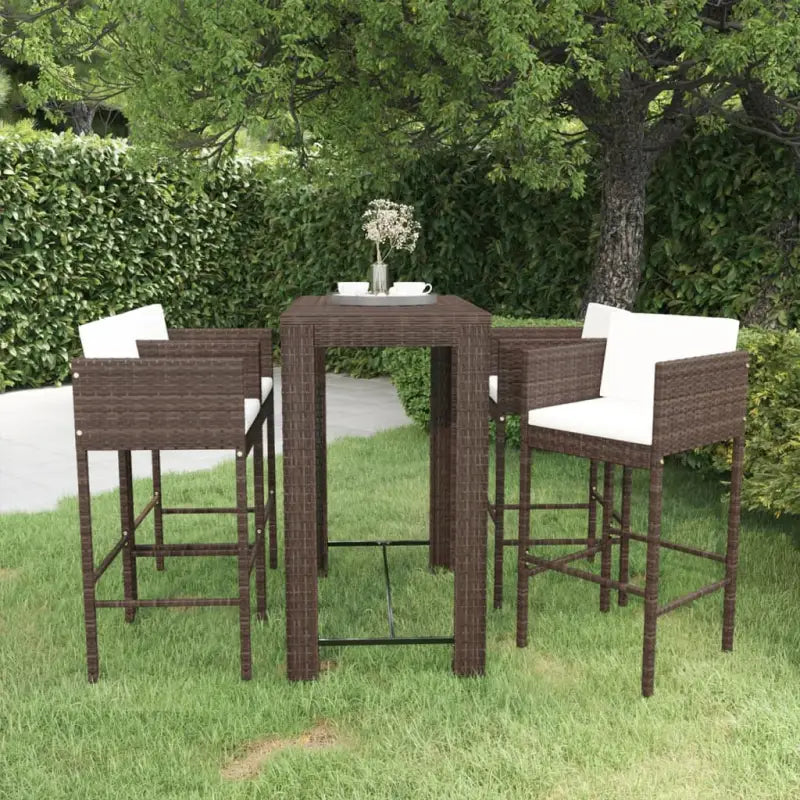 Trendy tuinbarset van waterbestendig PE-rattan voor dagelijks gebruik - Bruin - Tuinsets