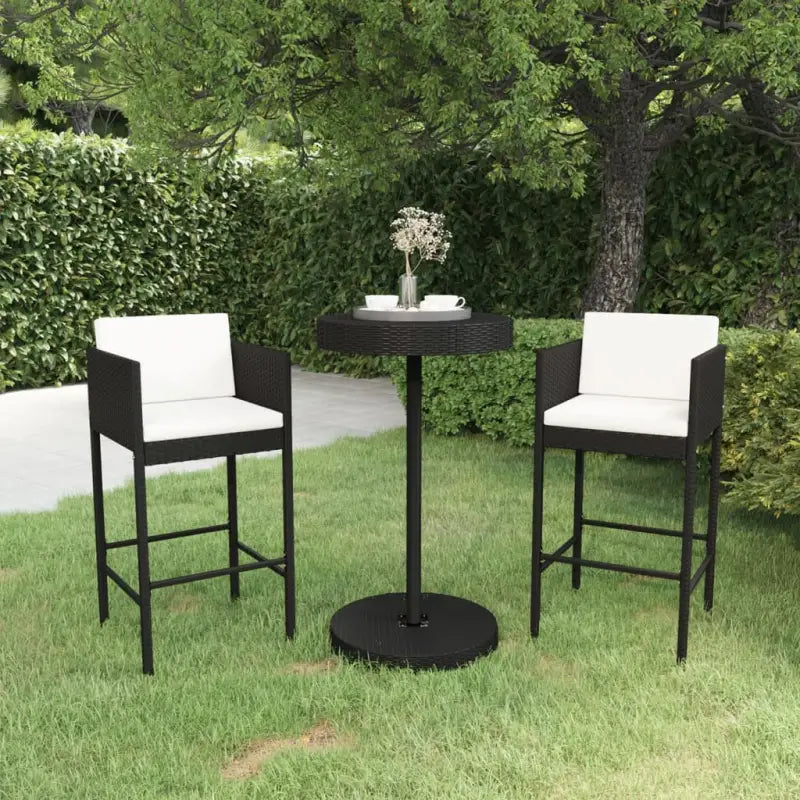 Trendy tuinbarset van waterbestendig PE-rattan voor gezellige buitenmomenten - Zwart - Tuinsets