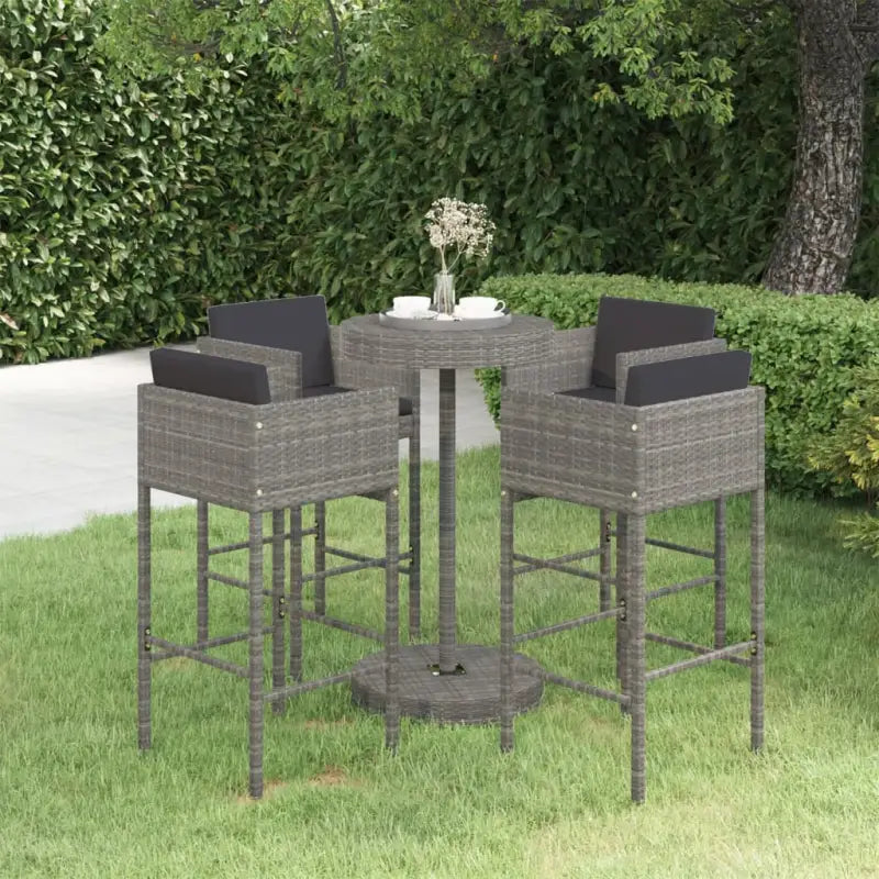 Trendy tuinbarset van waterbestendig PE-rattan voor gezellige buitenmomenten - Grijs - Tuinsets