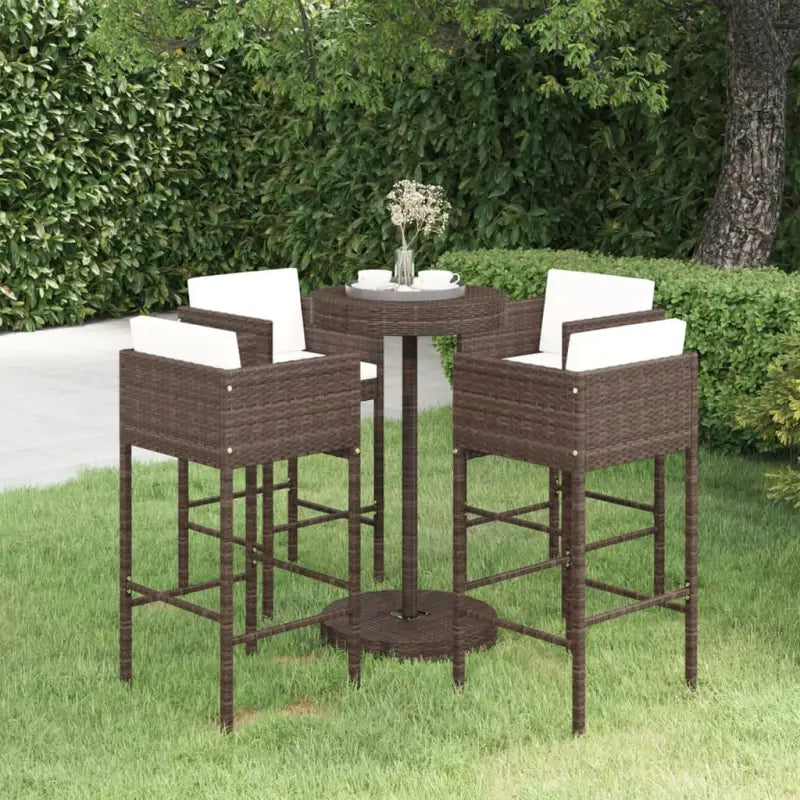 Trendy tuinbarset van waterbestendig PE-rattan voor gezellige buitenmomenten - Bruin - Tuinsets