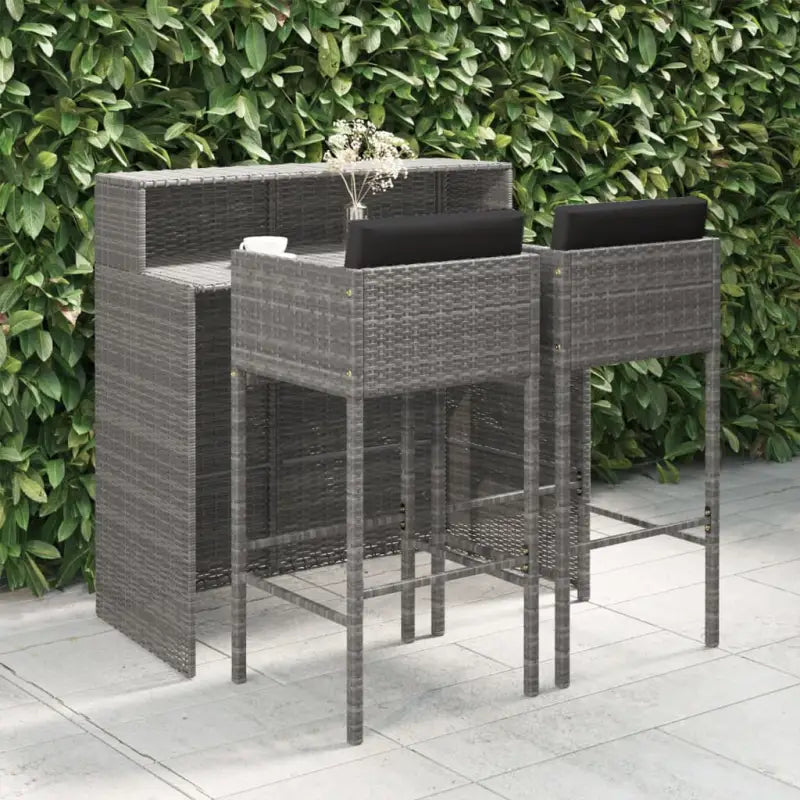 Trendy tuinbarset van waterbestendig PE-rattan voor gezelligheid - Grijs - Tuinsets