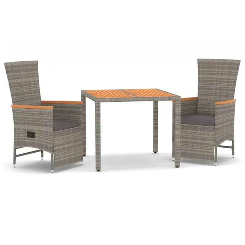 Trendy tuinset met poly rattan en verstelbare tuinstoel van massief acaciahout - Tuinsets