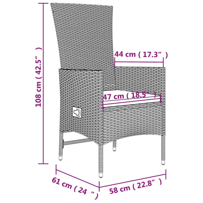 Trendy tuinset met poly rattan en verstelbare tuinstoel voor terras - Tuinsets
