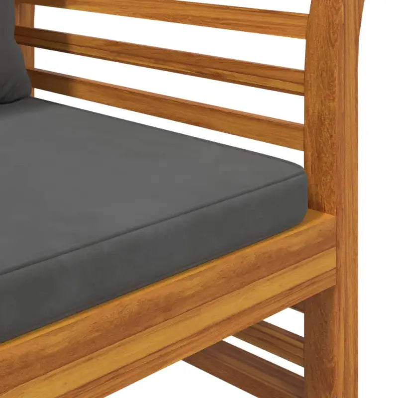 Trendy tuinset van massief acaciahout met gelat ontwerp - Donkergrijs - Tuinsets